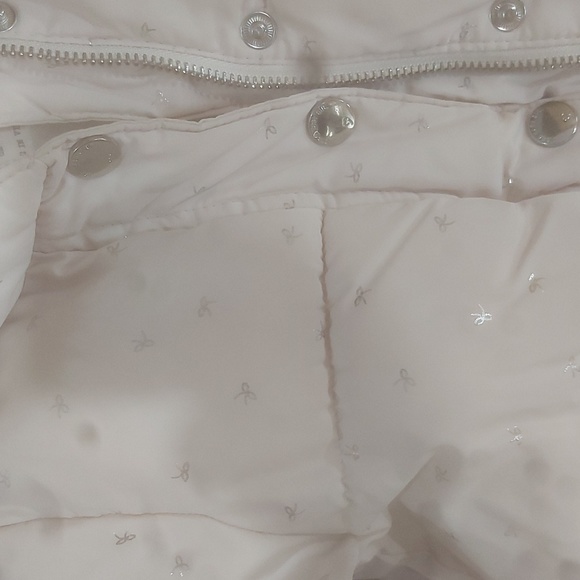 Zara 18-×4 month light pink metallic bow puffer jacket heavy winter EUC - Picture 3 of 4